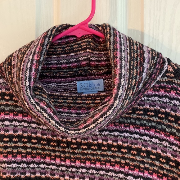 So blue Sigrid Olsen cowel neck 100%cotton multi coloured sweater. - Picture 2 of 7